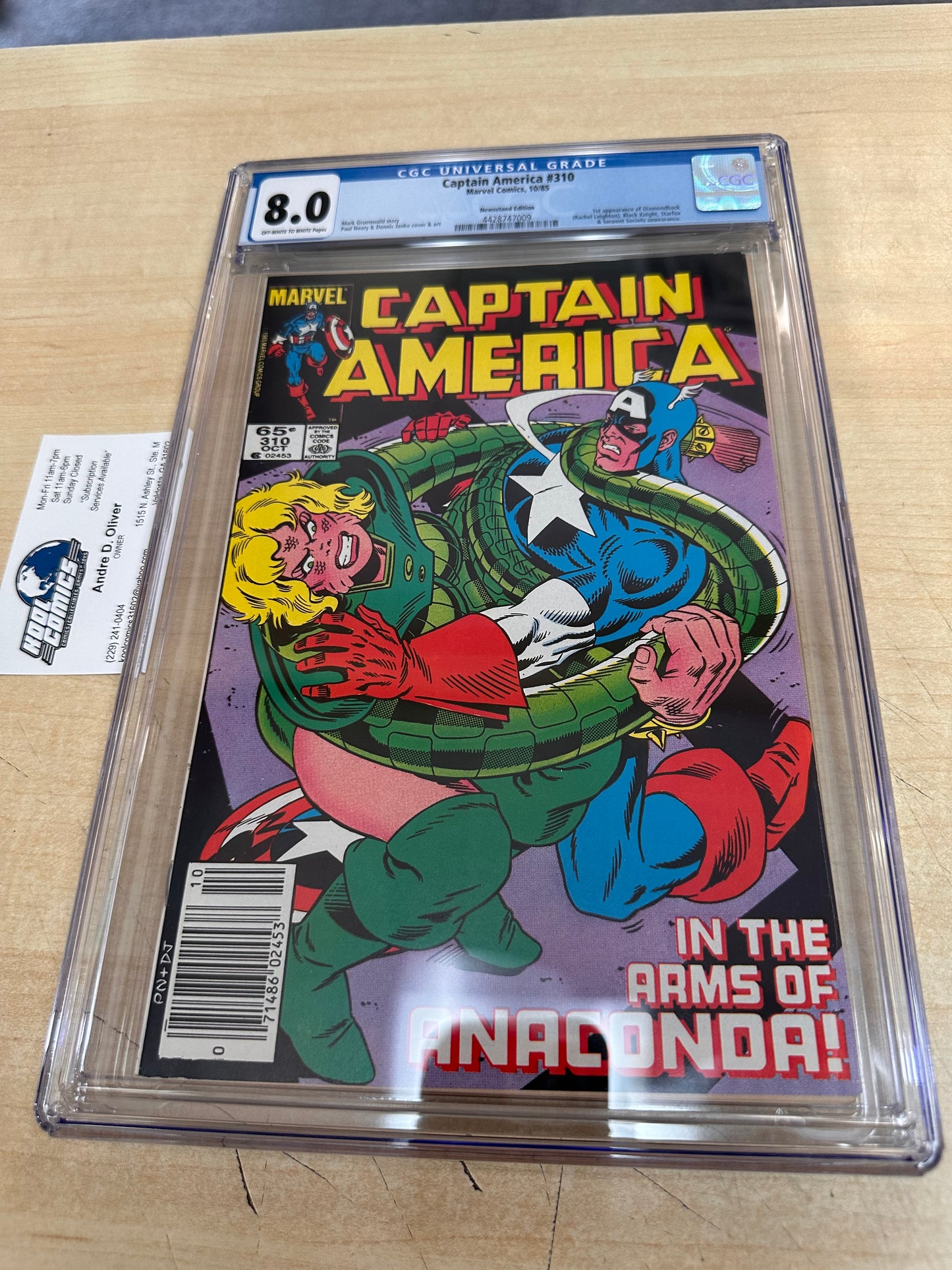 CGC 8.0 - Captain America #310 10/85 ; 1st app Diamondback & The Serpent Society