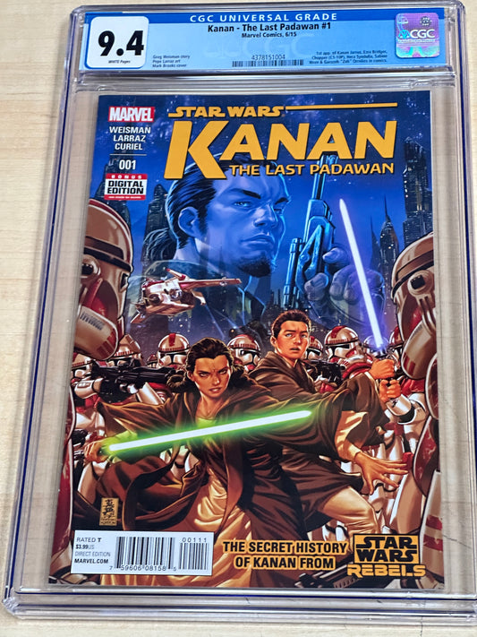 CGC 9.4 - Kanan - The Last Padawan #1 (2015); 1st Cameo appearances of the Rebels.