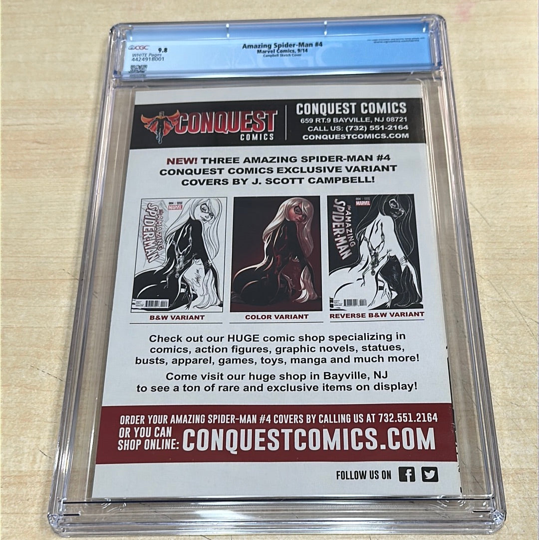 CGC 9.8 - Amazing Spider-Man #4 (9/14); Cindy Moon becomes Silk; Conquest Comics Exclusive