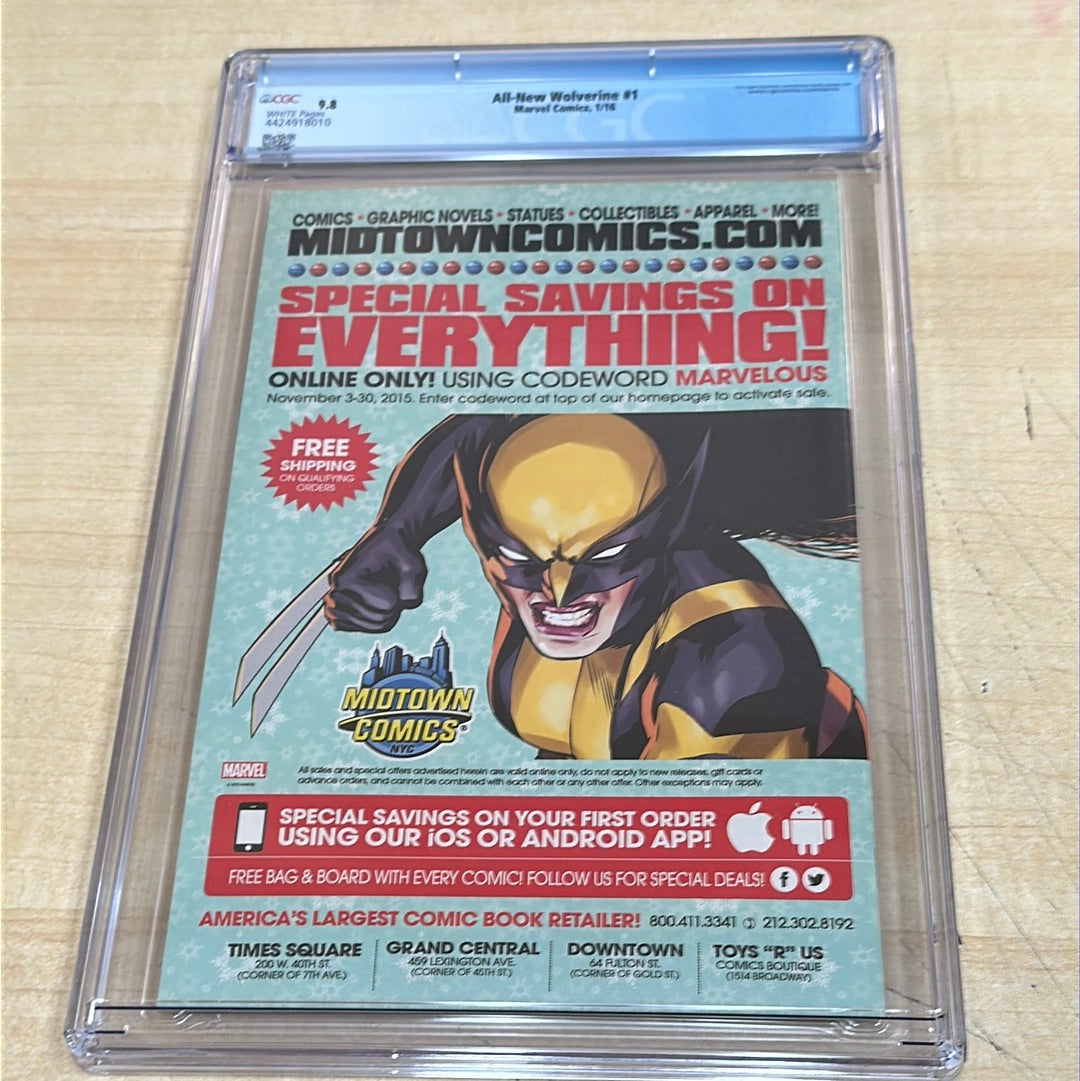 CGC 9.8 - All-New Wolverine #1 (1/16); 1st Laura McKinney as the New Wolverine