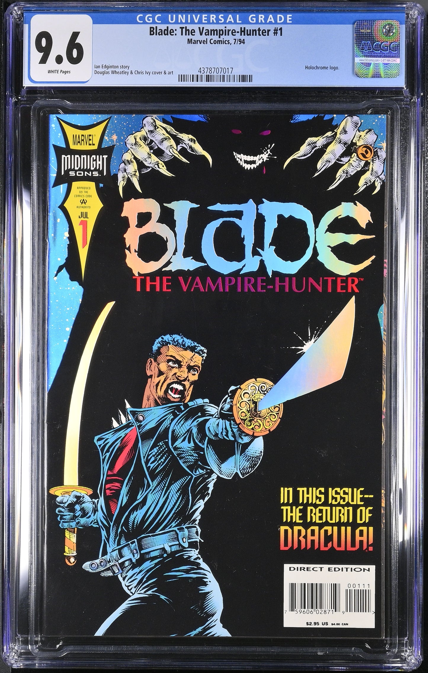 CGC 9.6 - Blade The Vampire Hunter 1(7/94); Holochrome Logo