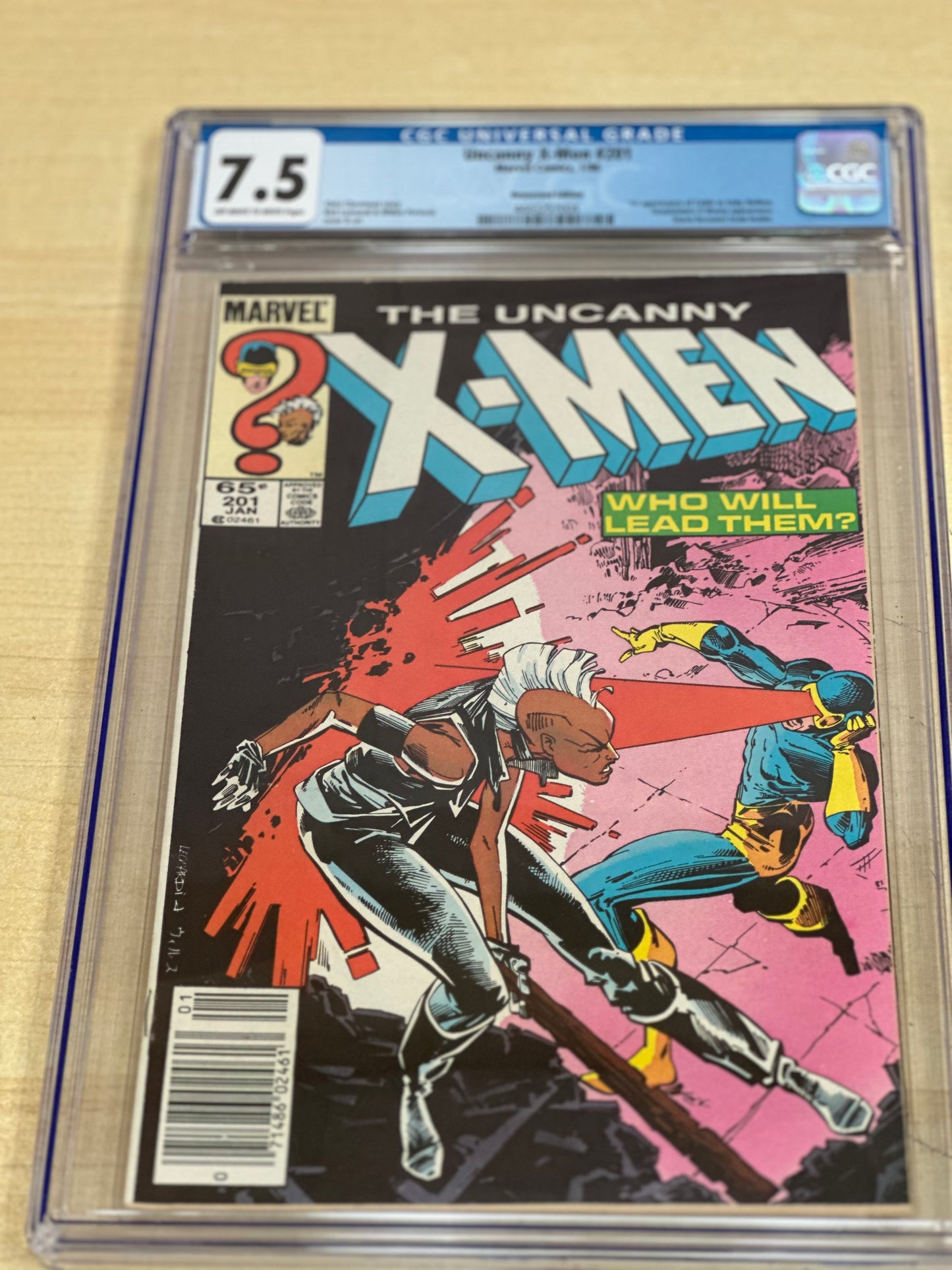 CGC 7.5 - Uncanny X-Men #201 (1/86). 1st app of Cable as baby Nathan. Newsstand.