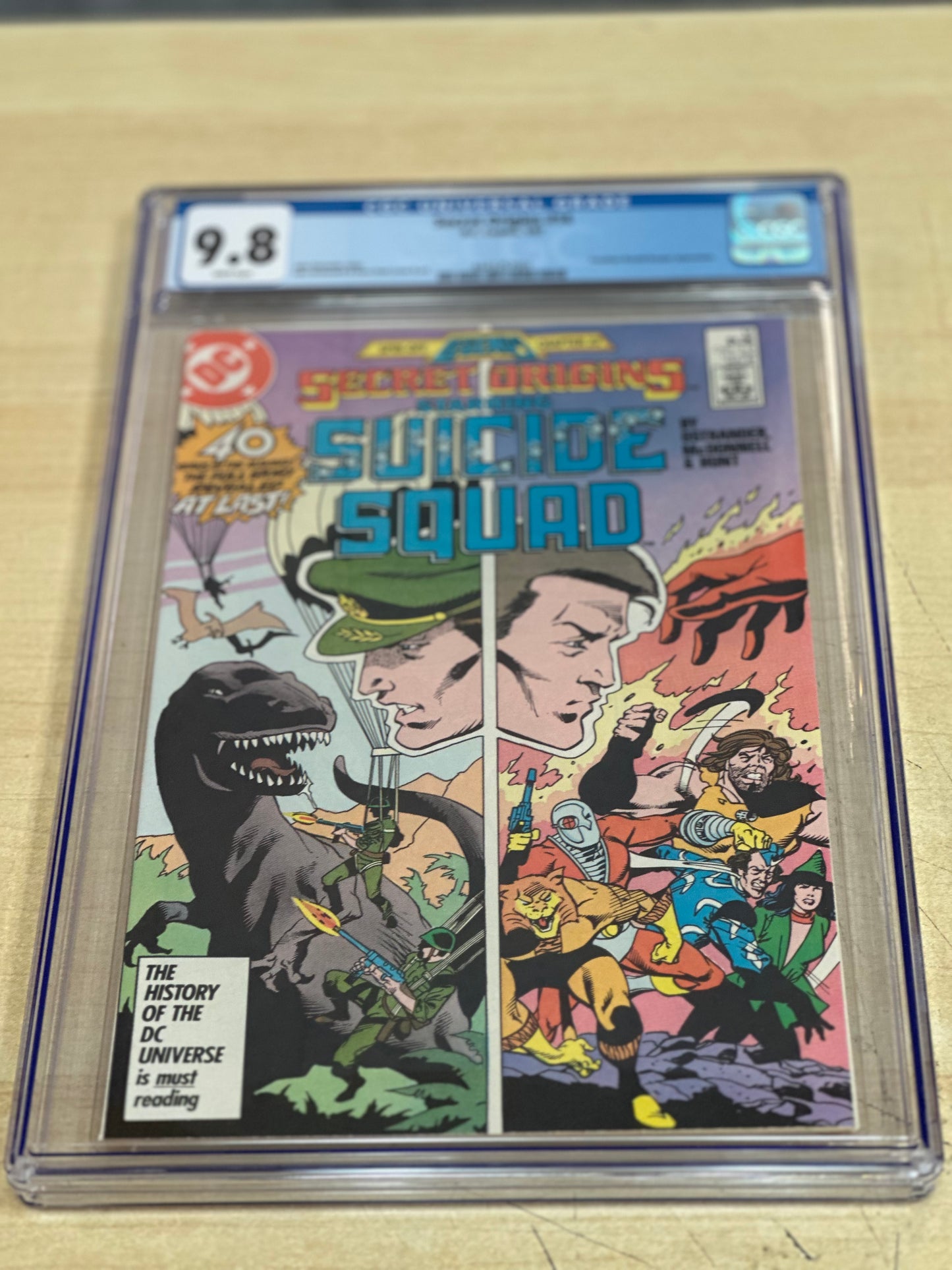 CGC 9.8 - Secret Origins #14 (5/87); 1st App Rick Flag Sr; Ronald Reagan app.