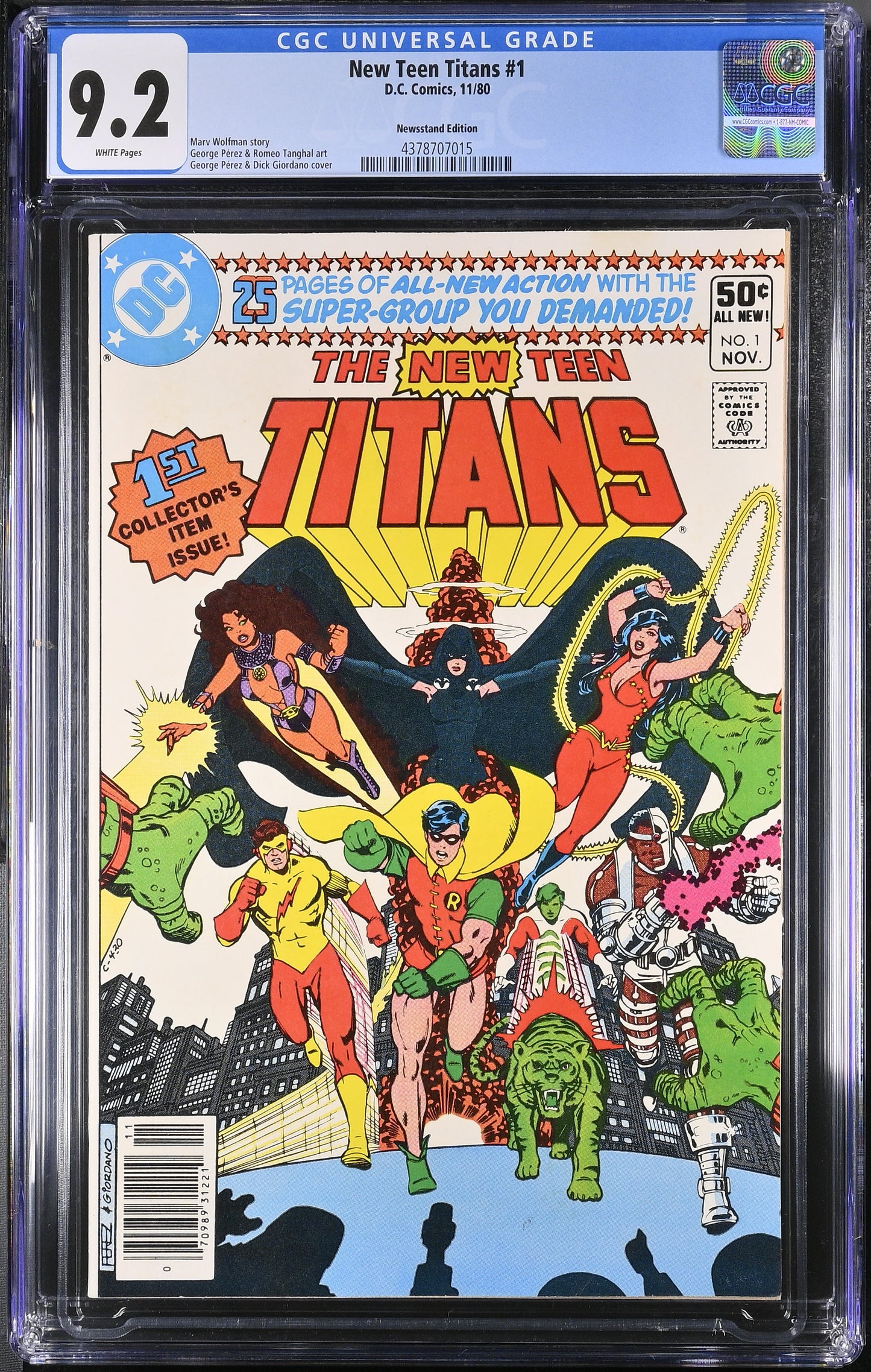 CGC 9.2 - New Teen Titans 1 (11/80). Newsstand Edition.