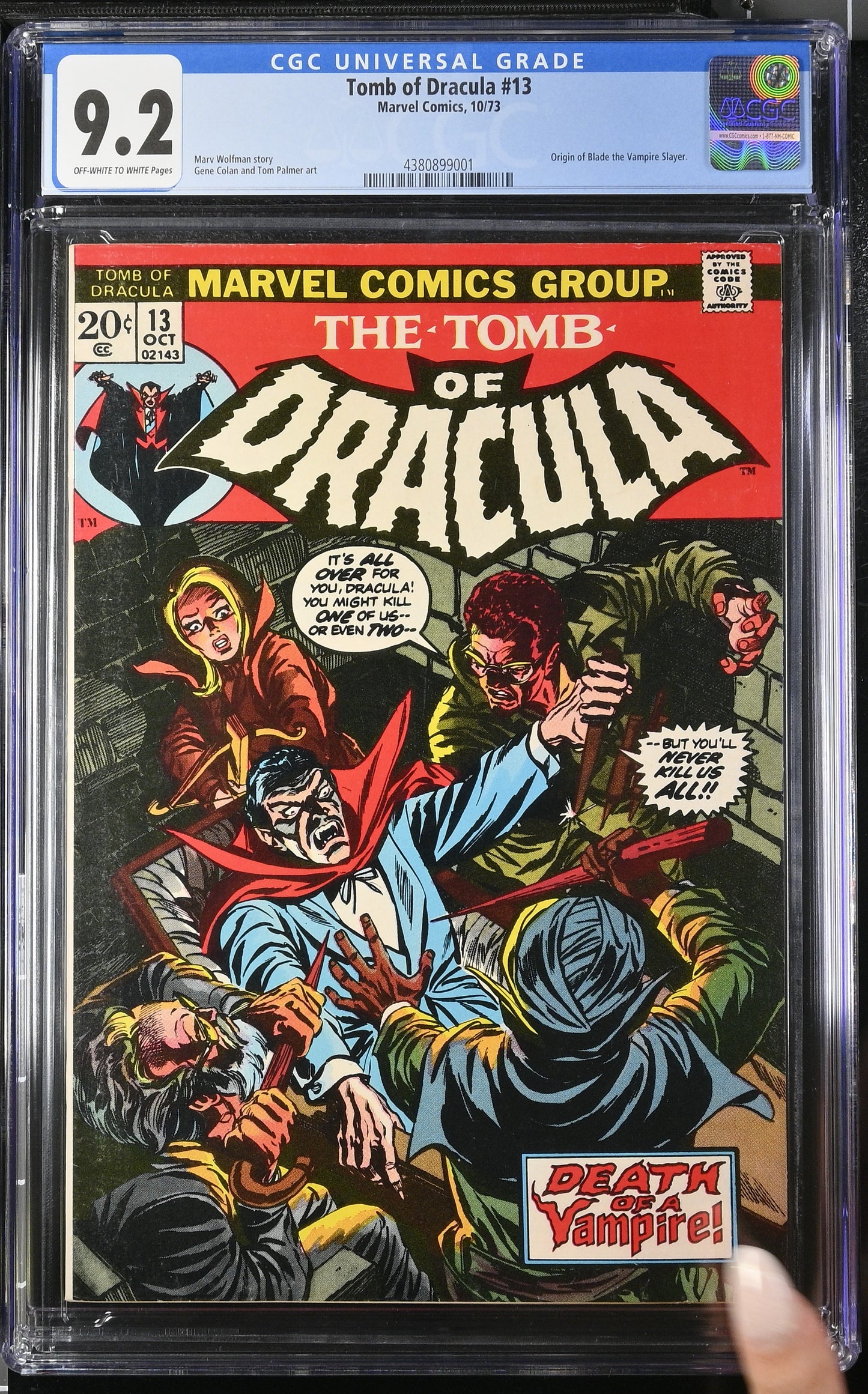 CGC 9.2 - Tomb of Dracula #13 (10/73); Origin of Blade the Vampire Slayer.