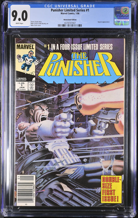 CGC 9.0 - Punisher Limited Series #1 (1/86). Newsstand. Jigsaw app.